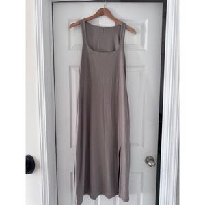 Beyond Yoga Featherweight Square Neck Slit Midi Dress